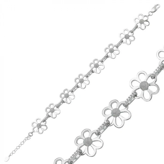Kadın Gümüş Çiçek Bayan Bileklik