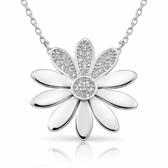 Kadın ​Gümüş Çiçek Bayan Kolye