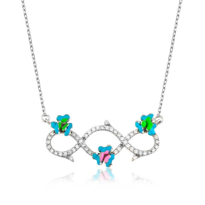 Kadın Gümüş Çiçekli Sonsuzluk Bayan Kolye