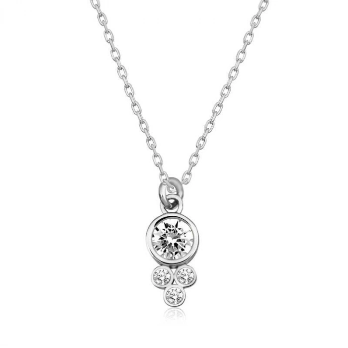 Kadın Gümüş Çiğ Damlası Yuvarlak Tektaş Bayan Kolye