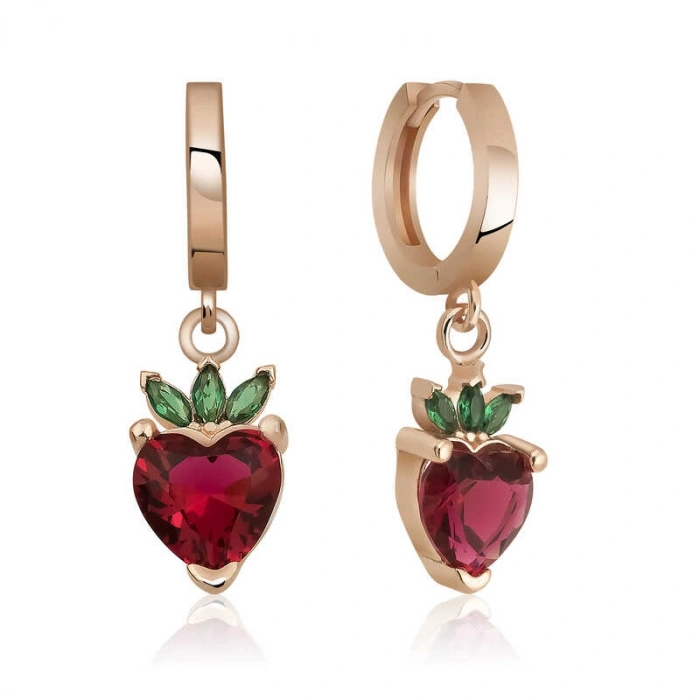 Kadın Gümüş Çilek Figür Meyve Küpe