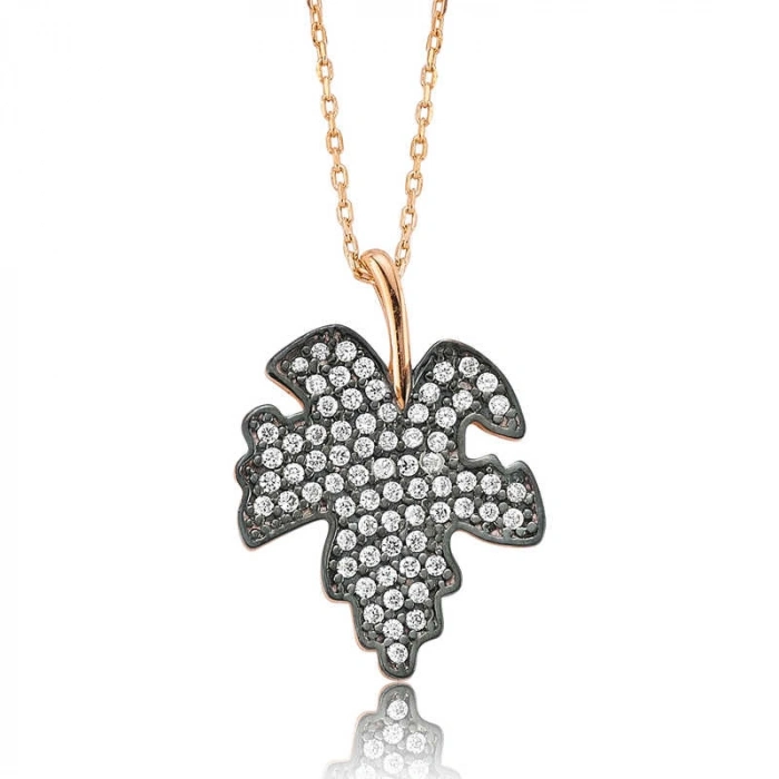 Kadın Gümüş Çınar Yaprağı Bayan Kolye