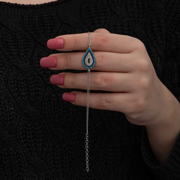 Kadın Gümüş Damla Nazar Kadın Bileklik