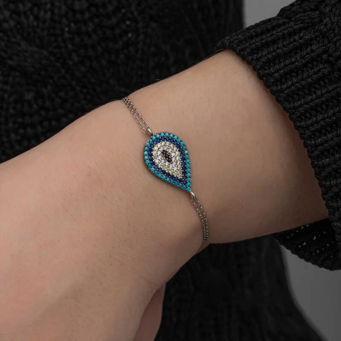 Kadın Gümüş Damla Nazar Kadın Bileklik