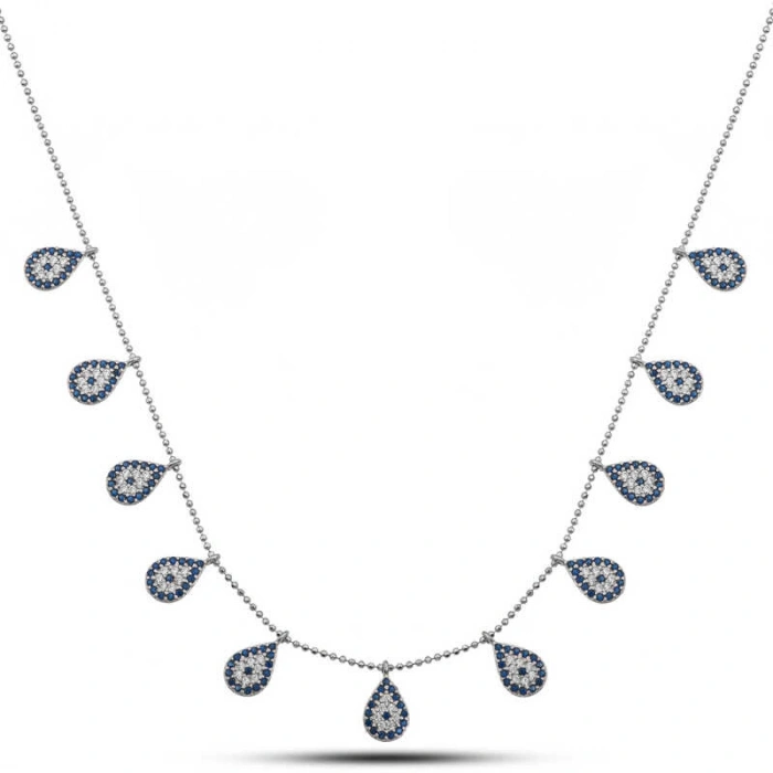 Kadın Gümüş Damla Nazarlı Şans Kadın Kolye