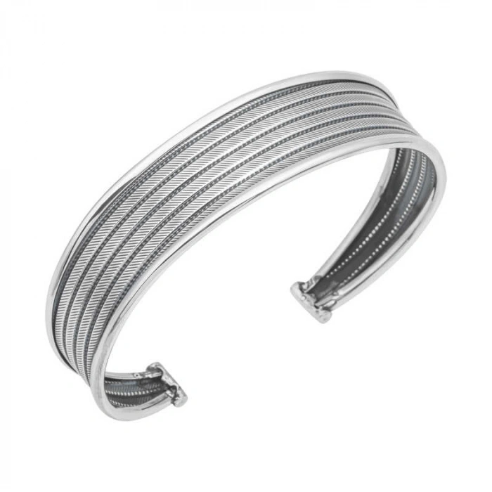 Kadın Gümüş Eskitme Desenli Kadın Bilezik