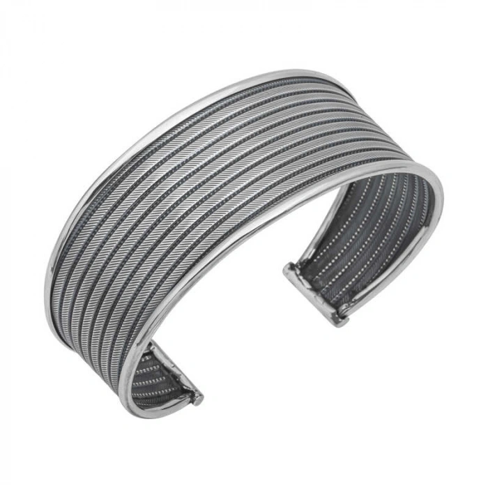 Kadın Gümüş Eskitme Desenli Kadın Bilezik