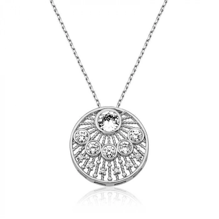 Kadın Gümüş Etnik Desenli Bayan Kolye