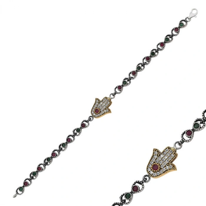 Kadın Gümüş Fatma Ana Eli Otantik Bayan Bileklik