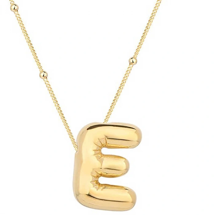 Kadın Gümüş Gold Balon E Harfi Kadın Kolye