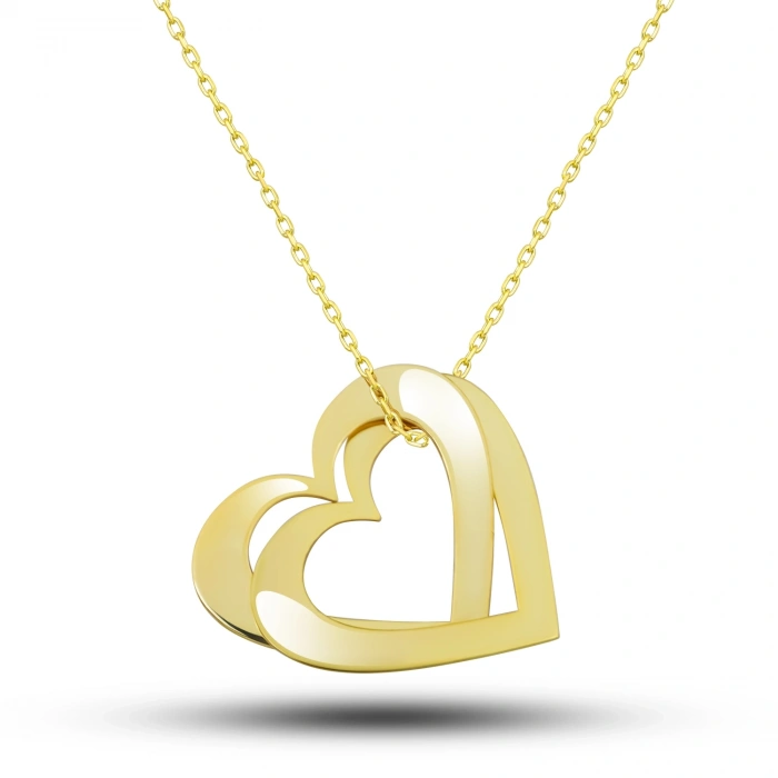 Kadın Gümüş Gold Çifte Kalp Aşk Kadın Kolye