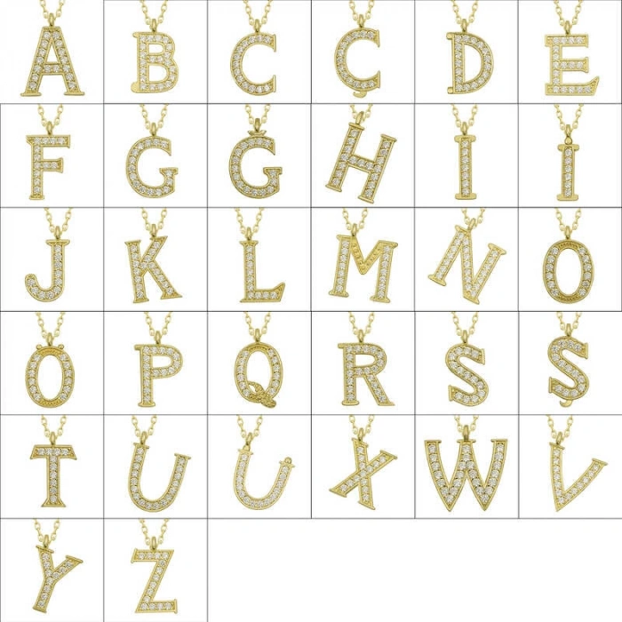 Kadın Gümüş Gold E Harfi Kadın Kolye