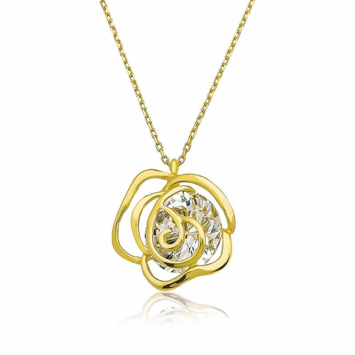 Kadın ​Gümüş Gold Gül Kadın Kolye