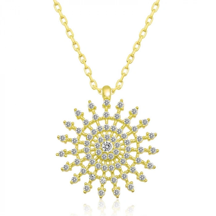 Kadın Gümüş Gold Güneş Kadın Kolye