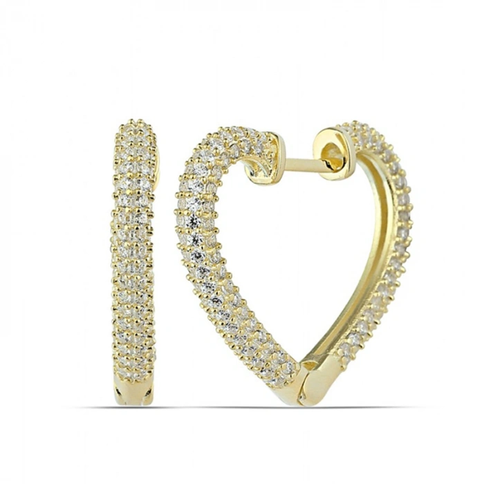 Kadın Gümüş Gold Kalp Kadın Küpe