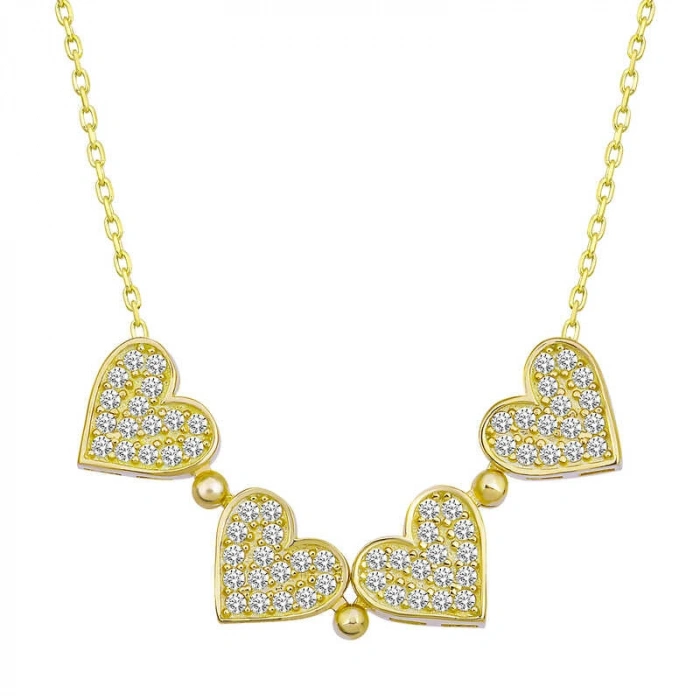 Kadın Gümüş Gold Kalpli Açılabilen Yonca Kadın Kolye