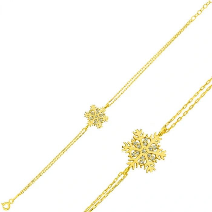 Kadın ​Gümüş Gold Kar Tanesi Bayan Bileklik