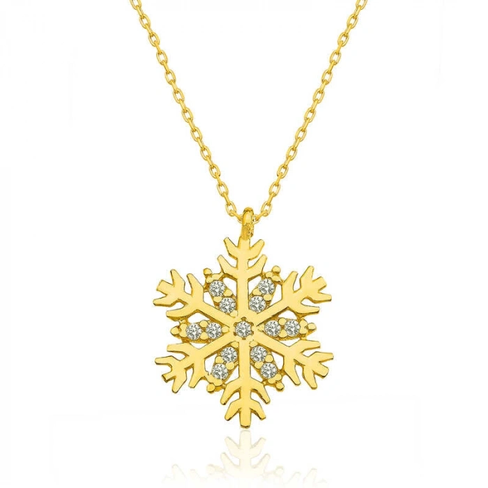 Kadın ​Gümüş Gold Kar Tanesi Bayan Kolye