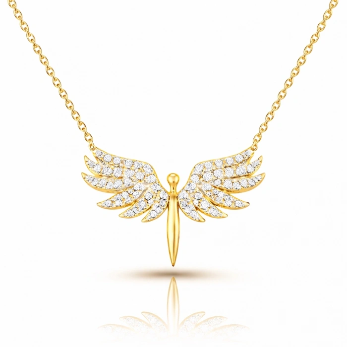 Kadın Gümüş Gold Mikail Meleği Bayan Kolye