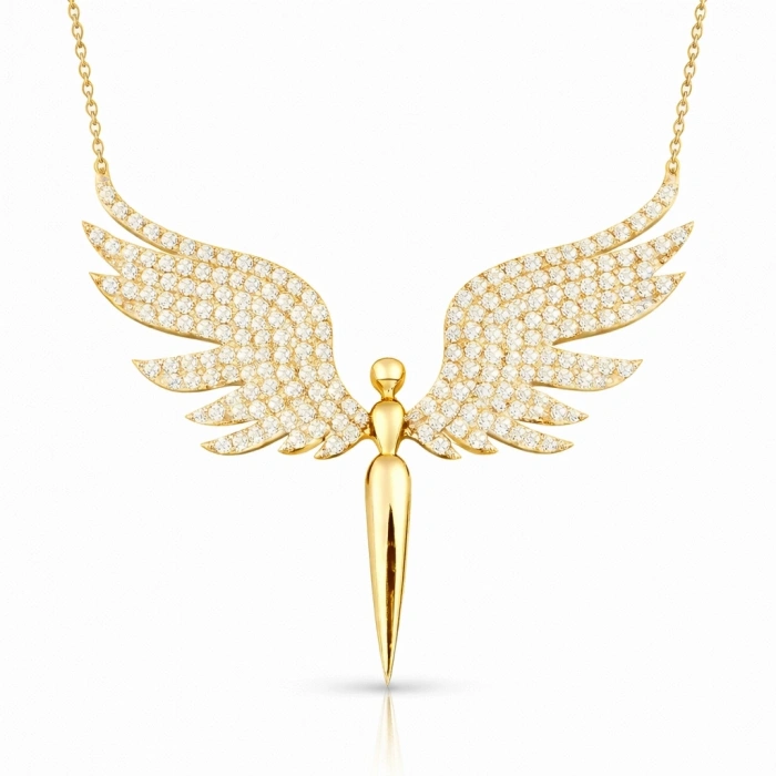 Kadın Gümüş Gold Mikail Meleği Kadın Kolye