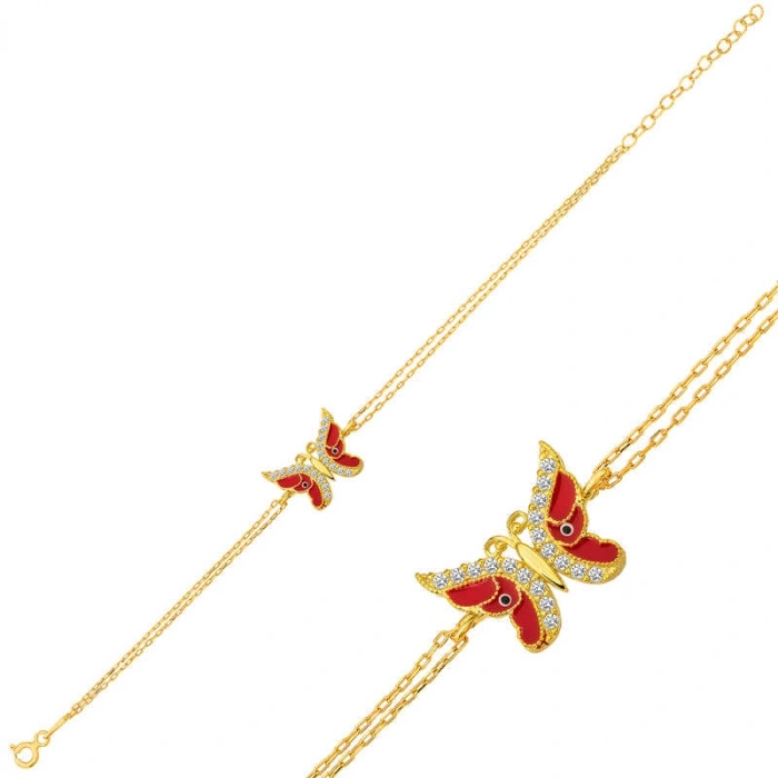 Kadın ​Gümüş Gold Mineli Kelebek Bayan Bileklik