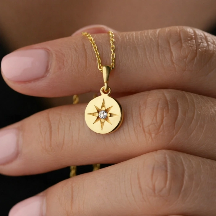 Kadın Gümüş Gold Minimal Yıldız Kadın Kolye