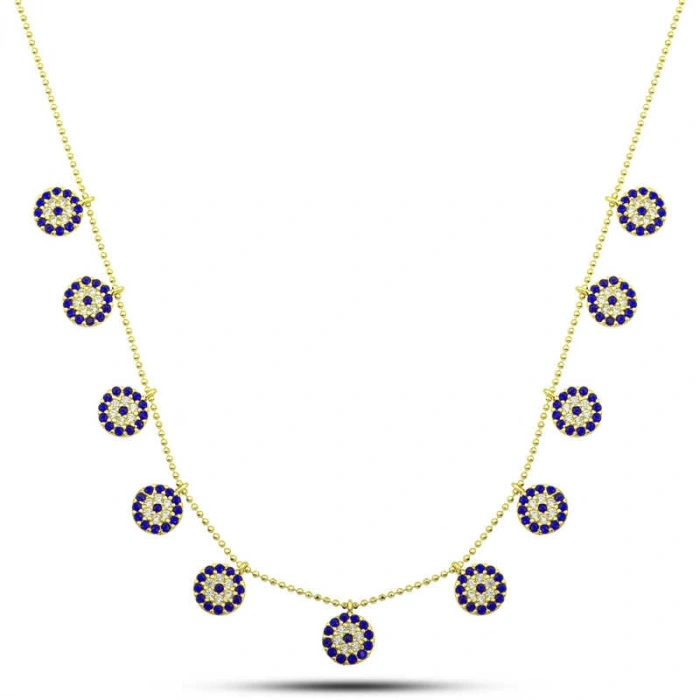 Kadın Gümüş Gold Nazarlı Şans Kadın Kolye