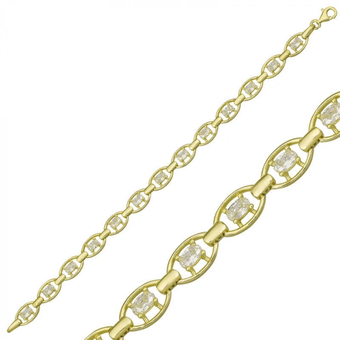 Kadın Gümüş Gold Oval Su Yolu Bayan Bileklik