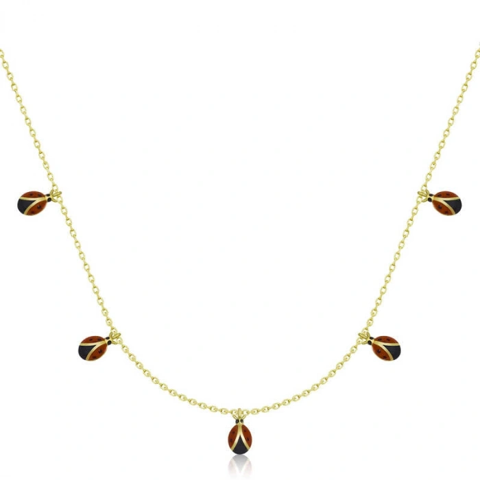 Kadın Gümüş Gold Uğur Böceği Şans Kadın Kolye