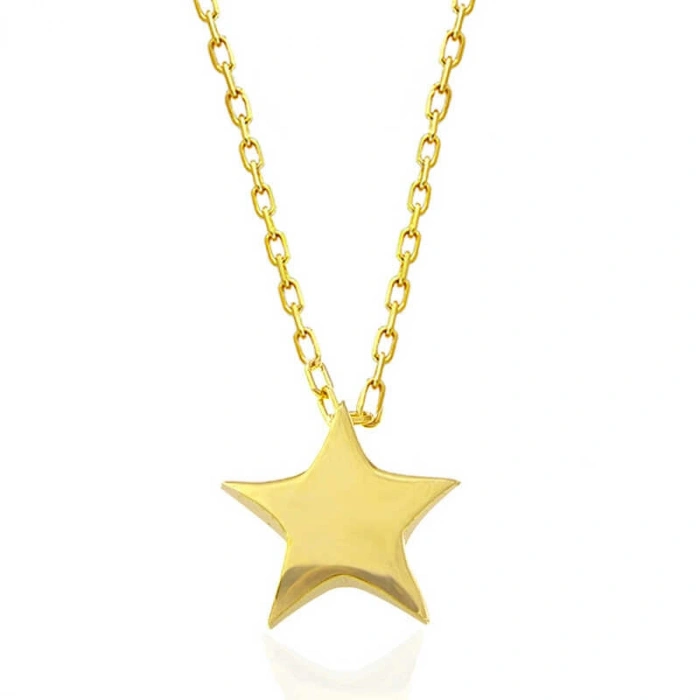 Kadın Gümüş Gold Yıldız Kadın Kolye
