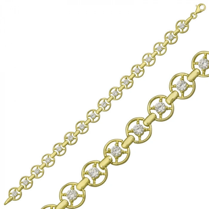 Kadın Gümüş Gold Yuvarlak Su Yolu Bayan Bileklik