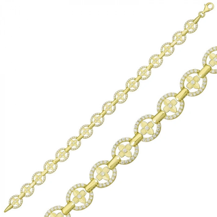 Kadın Gümüş Gold Yuvarlak Su Yolu Bayan Bileklik