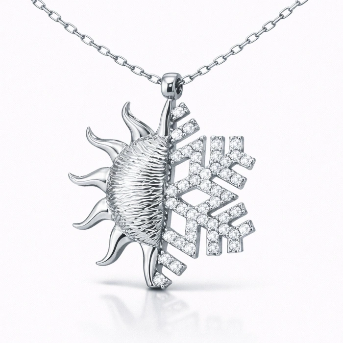 Kadın Gümüş Güneş Kartanesi Bayan Kolye