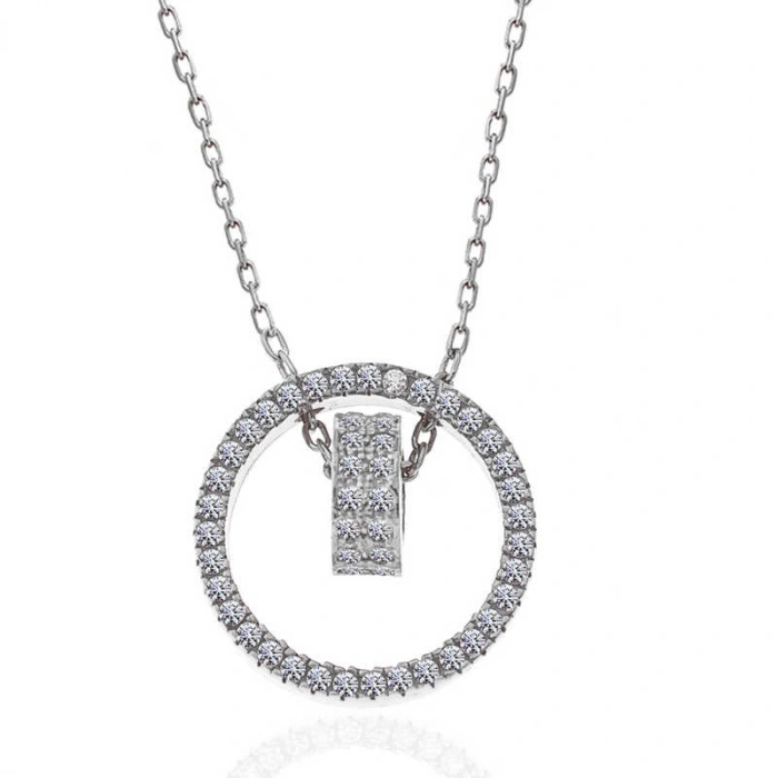 Kadın Gümüş İç İçe Geçmiş Halka Kadın Kolye