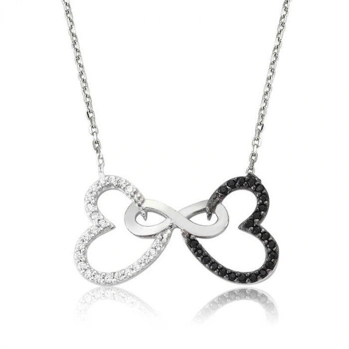 Kadın Gümüş İki Kalp Sonsuzluk Kadın Kolye