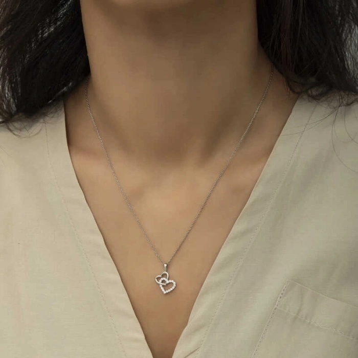 Kadın Gümüş Kalp Bayan Kolye