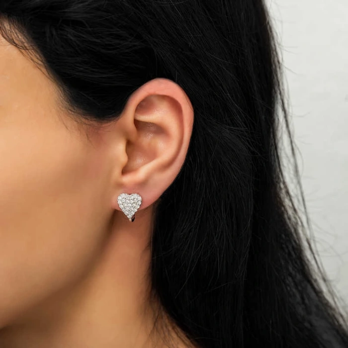 Kadın Gümüş Kalp Küpe