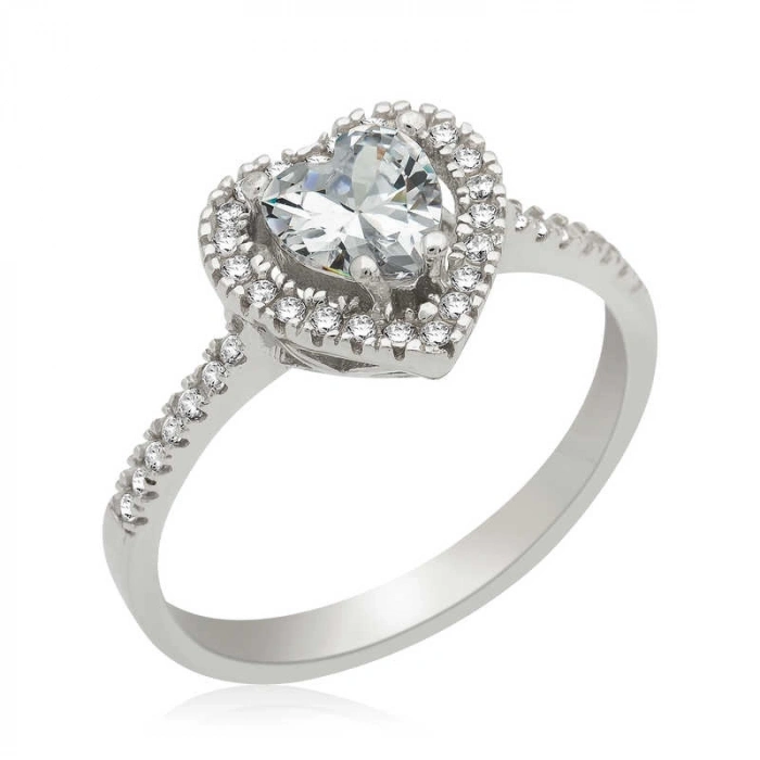 Kadın Gümüş Kalpli Bayan Yüzük