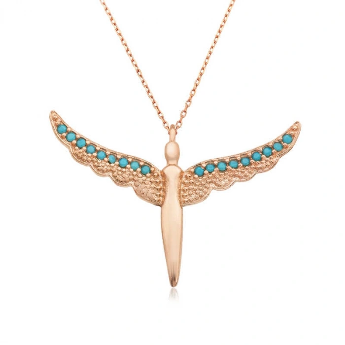 Kadın Gümüş Kanatlı Melek Bayan Kolye