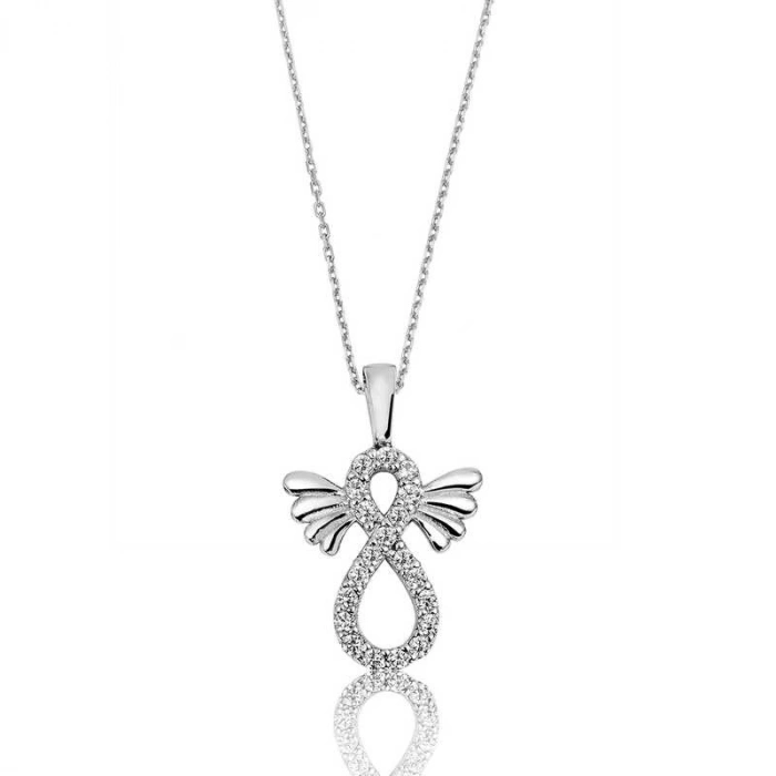 Kadın Gümüş Kanatlı Sonsuzluk Bayan Kolye
