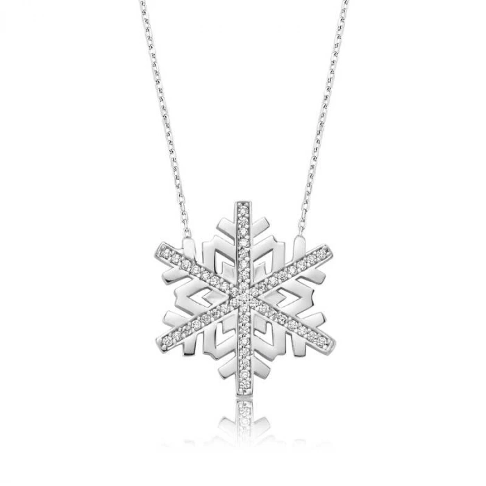 Kadın Gümüş Kar Tanesi Bayan Kolye