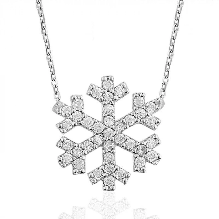 Kadın Gümüş Kar Tanesi Bayan Kolye