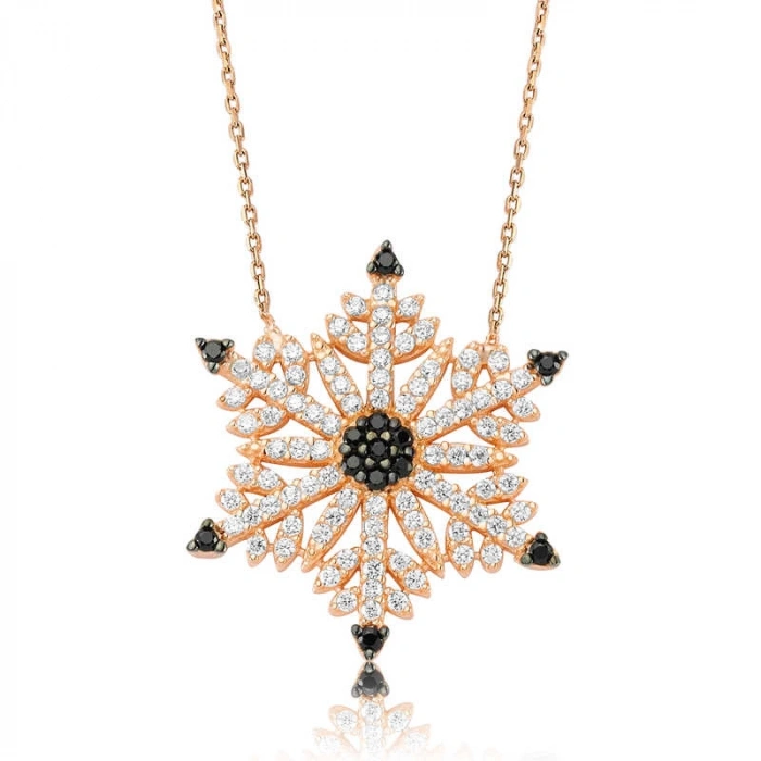 Kadın Gümüş Kar Tanesi Bayan Kolye