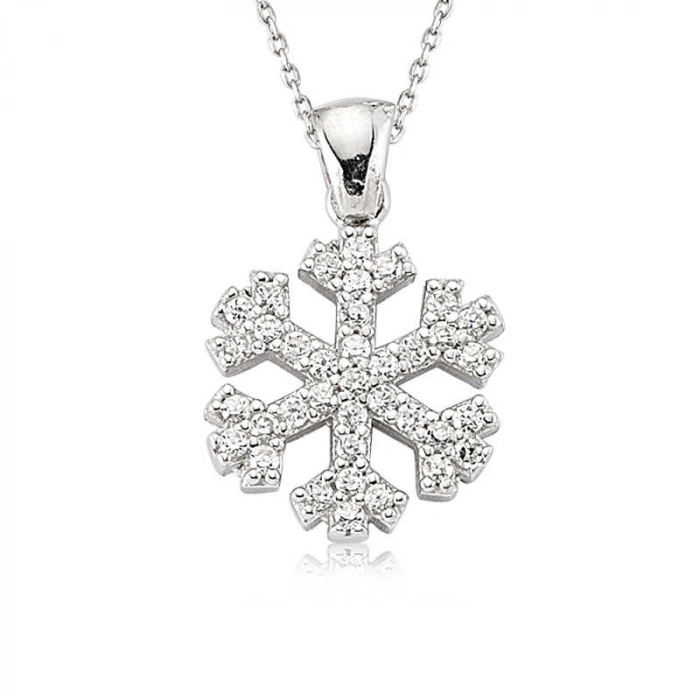 Kadın Gümüş Kar Tanesi Bayan Kolye