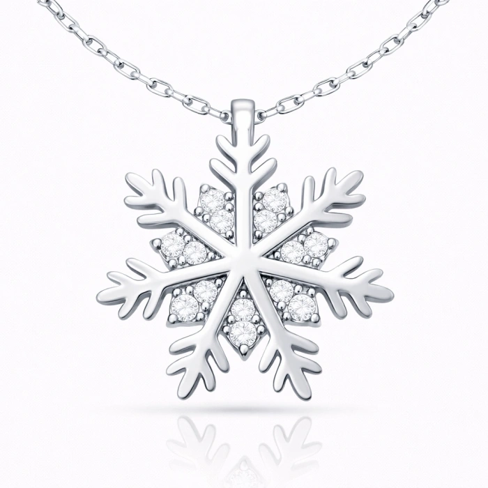 Kadın Gümüş Kar Tanesi Kadın Kolye