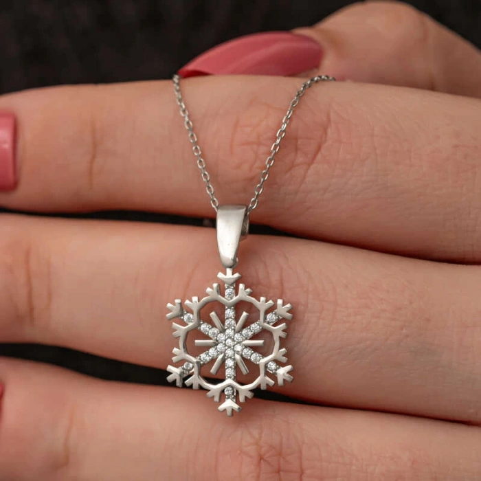 Kadın Gümüş Kar Tanesi Kadın Kolye