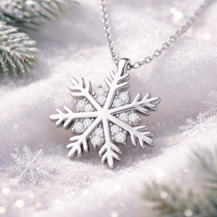 Kadın Gümüş Kar Tanesi Kadın Kolye