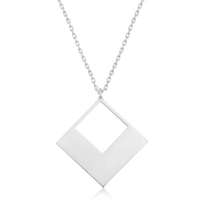 Kadın Gümüş Kare Bayan kolye
