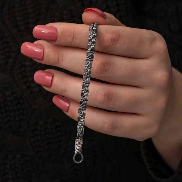 Kadın Gümüş Kazaziye Örgü Bileklik