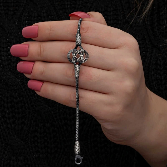 Kadın Gümüş Kazaziye Örgü Bileklik